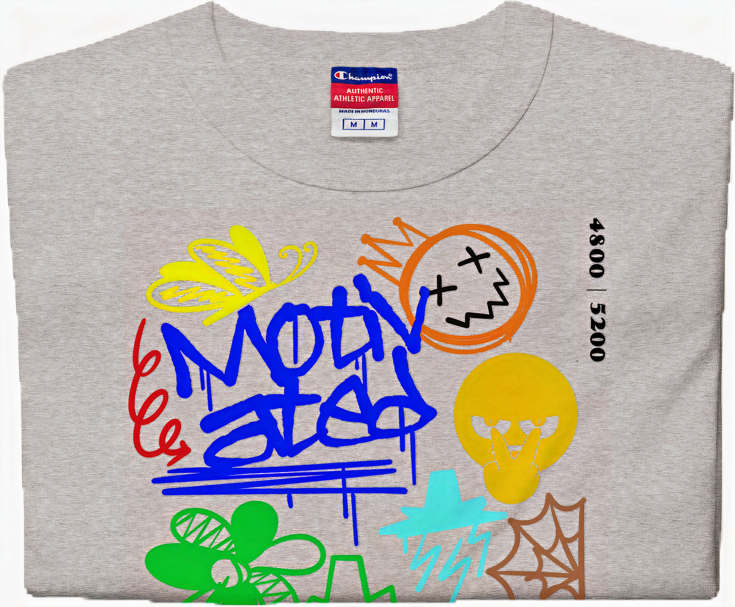 Gray Motivated t-shirt by Champion x Focus Rich Clothing with bold symbols of motivation, transformation, and personal growth
